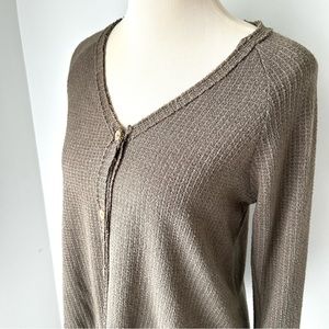 🌸Women’s Button Down Brown Top - With Lower Front Tie. Size: Medium